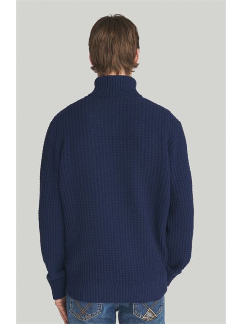 merino wool ROY ROGER'S | TURTLE WAFFLEC0048 BLUE NAVY